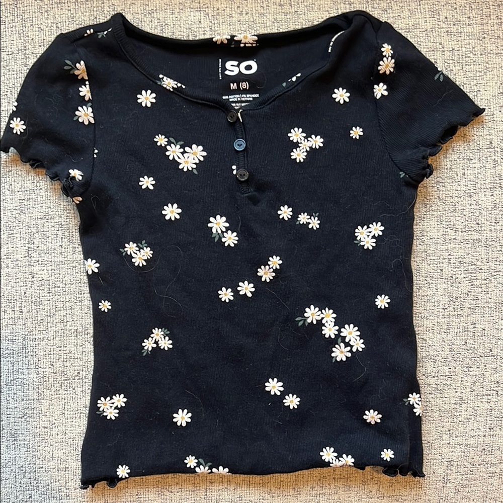 SO Black Floral Kids Blouse